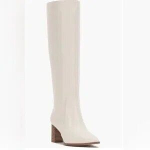 Vince Camuto Lumina Pointed Toe Boot in Coconut Cream Size Wide Calf Leather 8
